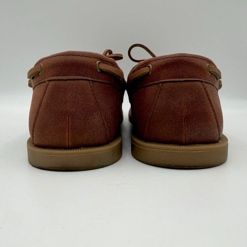 Old Navy men's cognac vegan leather‎ boat shoes lace up size 9 nautical sailing
